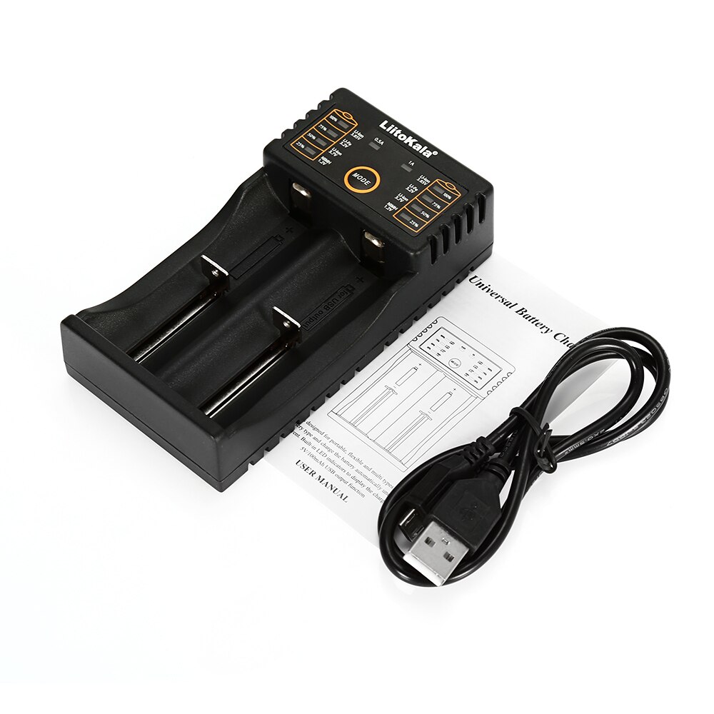 Cargador de batería inteligente USB LiitoKala Lii-202 con función de Banco de energía para litio Ni-MH para 18650 26650 18350 14500 lii202