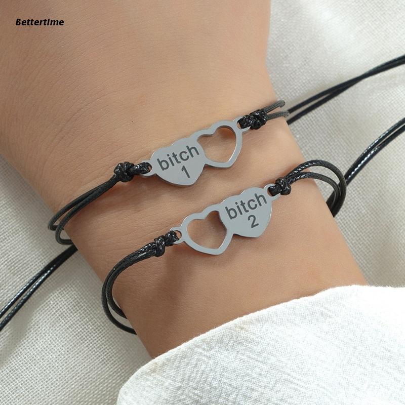 2 Teile/satz Passenden Herz Lange Abstand Armbänder Schwester Armbinde mit Karte kleiner Finger Versprechen Beziehung Armbinde für freund