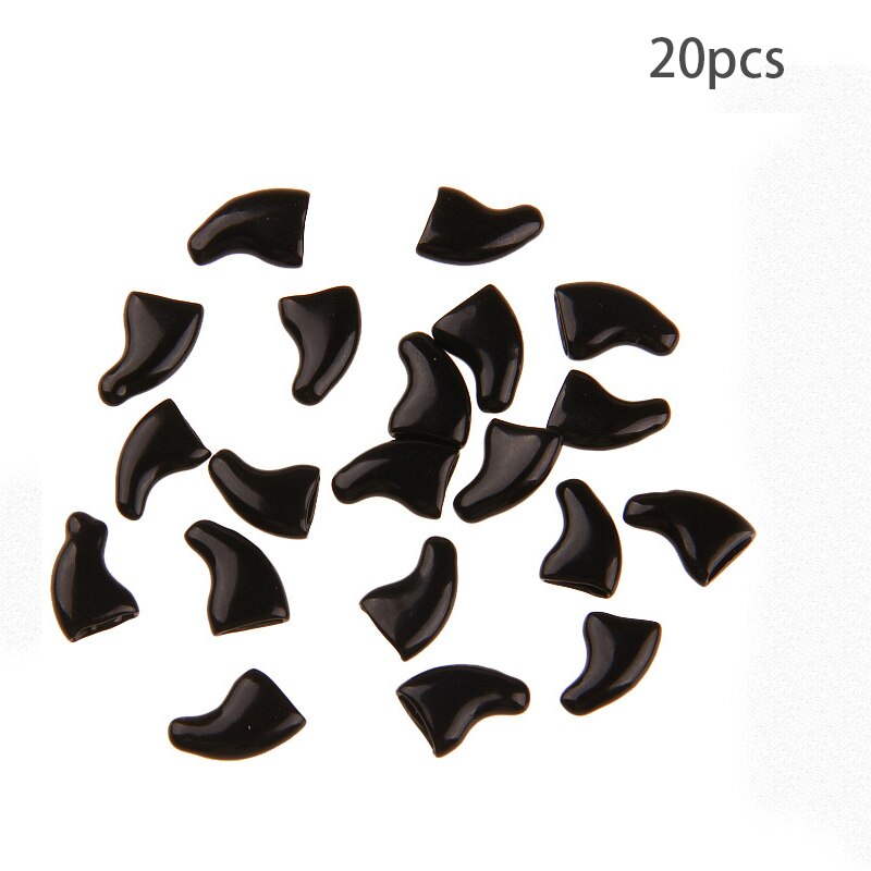 20Pcs Cat Nail Caps Dog Cat Claw Covers Manicure Soft Silicone Protector Pet Supplies Kitten Nail Care Multi sizes: Black / XS