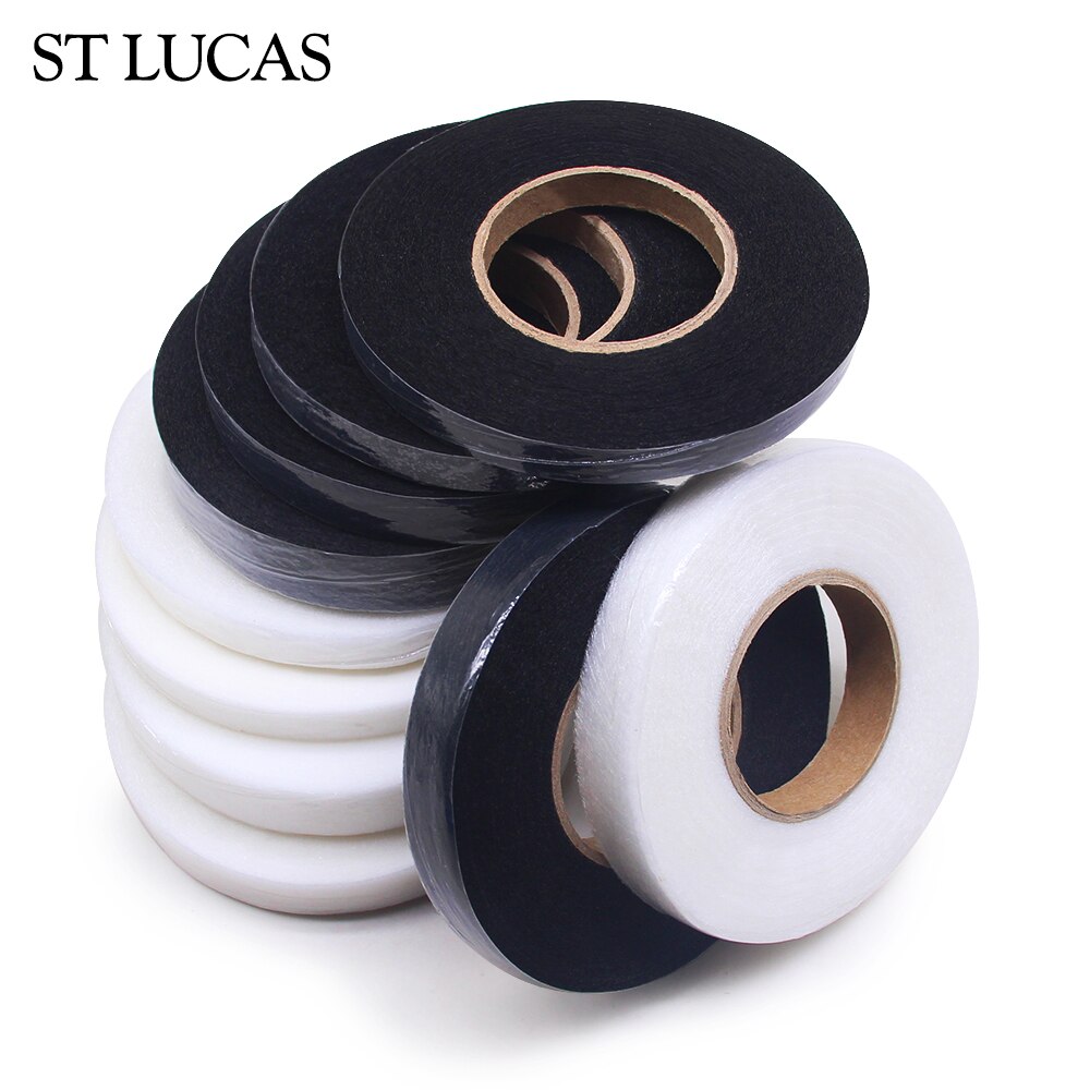 70yds/roll White/Black Double Faced Adhesive Fabric Tape Patchwork Interlinings Iron On Melt Omentum DIY Cloth Garment Accessory