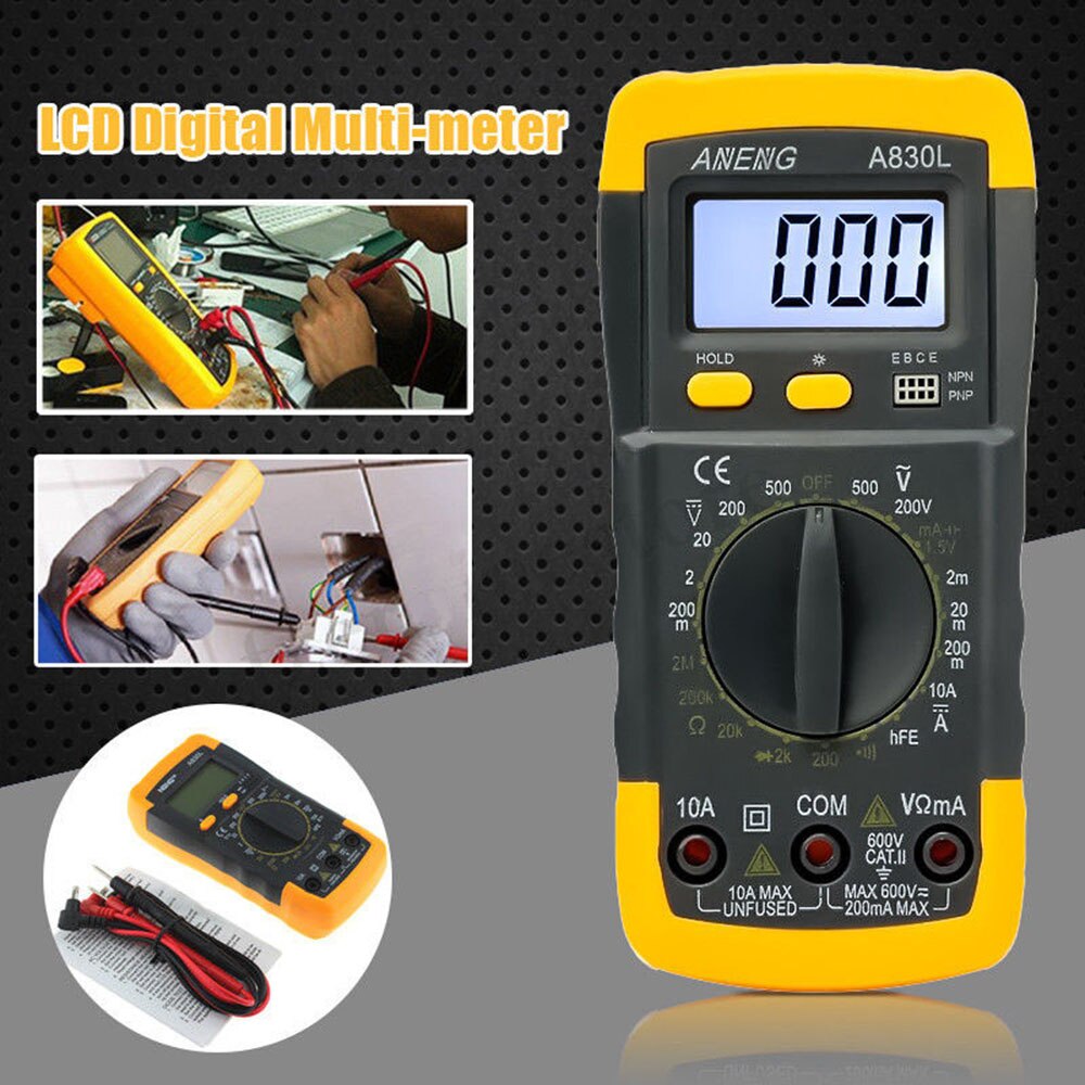 GGATC Digital LCD Multimeter Voltmeter Amperemeter Ohmmeter Multimeter Volt AC DC Tester Meter
