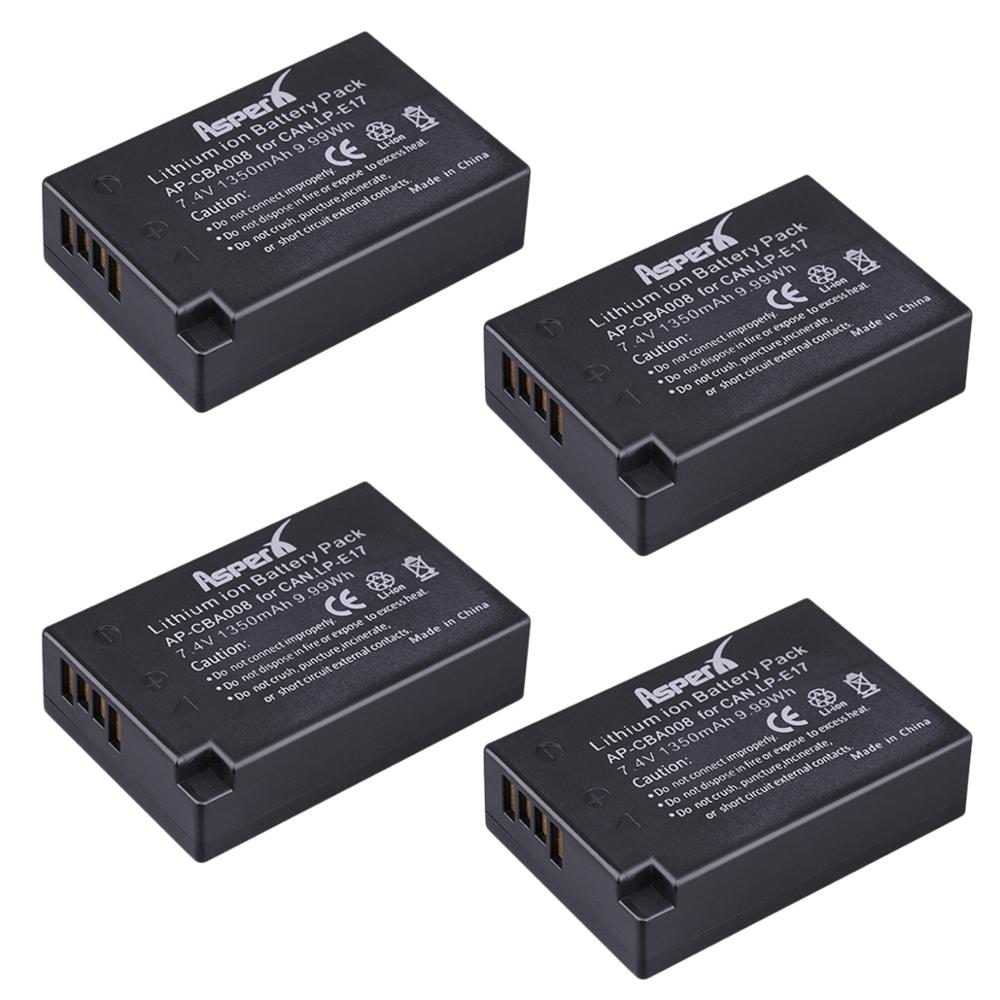 LP-E17 LPE17 LP E17 baterías de la Cámara + cargador Dual USB para Canon EOS M3 M5 M6 rebelde T6i T6s T7i 750D 760D 200D 8000D beso X8i: 4 Batteries