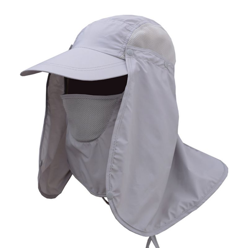 Unisex sommerhat solbeskyttelse hat uv beskyttelse ansigt halsklap solhætte ansigt mand udendørs fiskeri vandreture arbejde afslappet hat: Qh