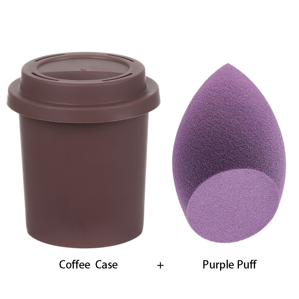 Empty Coffee Cup Shape Beauty Sponge Holder Stand Powder Puff Display Stand Mildew Proof Powder Puff Dry Box Set: Set 3