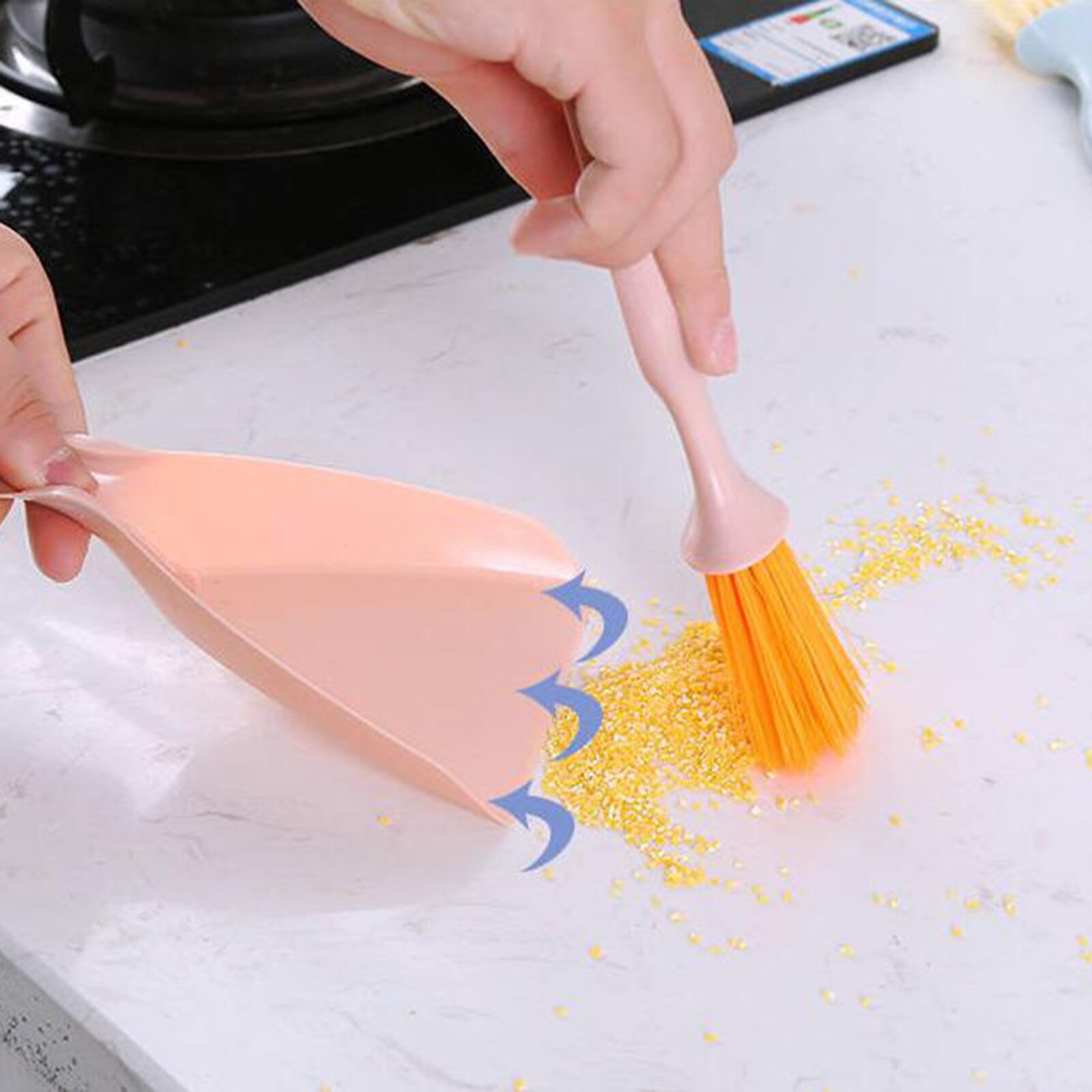 Mini Handy Desktop Keyboard Sweep Dustpan Cleaning Brush Corner Broom Pan Set