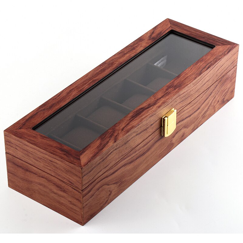 1/3/6 Grids Watch Box Lederen Horloge Case Houder Organisator Opbergdoos Voor Quartz Horloges Sieraden Dozen Display Roll beste Cadeau: wood 1