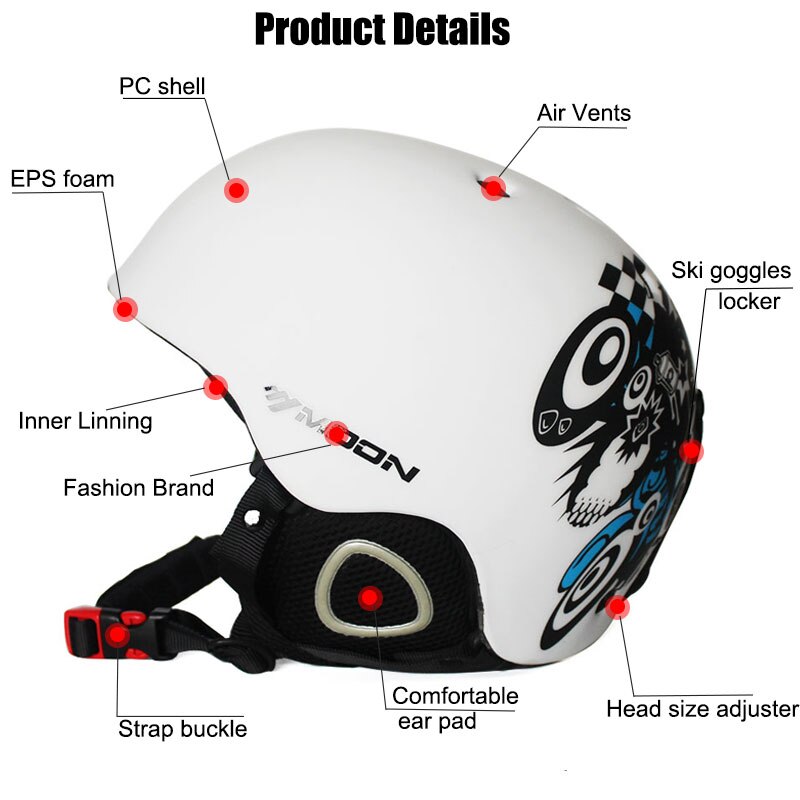 MOON Skiing Helmet with 2 Winter Adult Men Snowboard Skateboard Equipment Sports Safety Ski Helmets for men with goggles