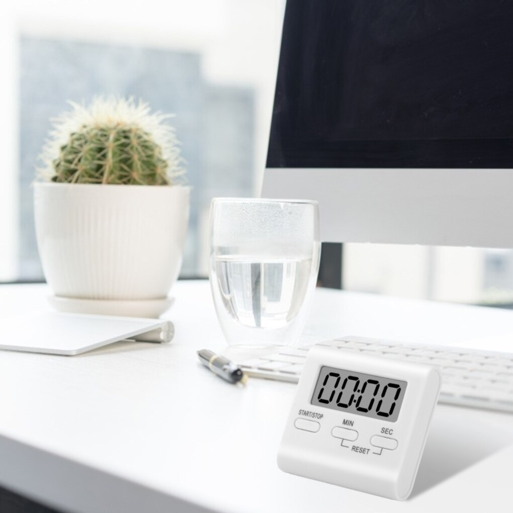 Digital Screen Kitchen Timer LCD Display Digital Timer Square Cooking Count Up Countdown Alarm Clock Sleep Stopwatch Clock