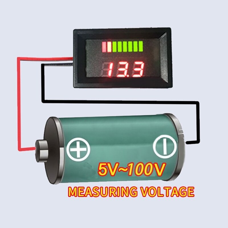 LCD Battery Capacity Monitor Gauge Meter 6V12V24V36V48V60V Battery Statu-s Indicator with 0.56in Display