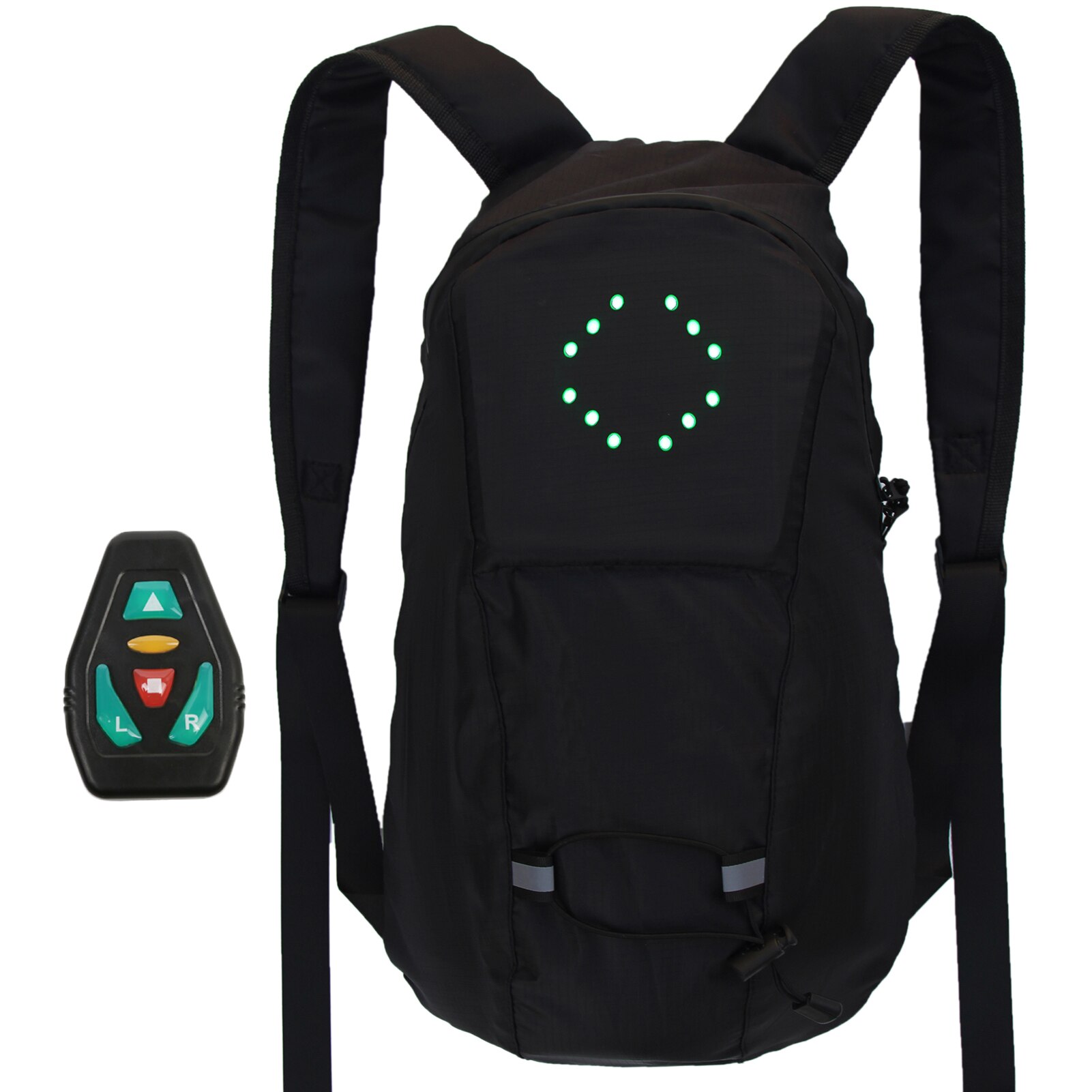 Reflective Backpack with Light Remote Control for Night Cycling Direction Indicator 4 LED Signal Available USB Rechargeable: Default Title