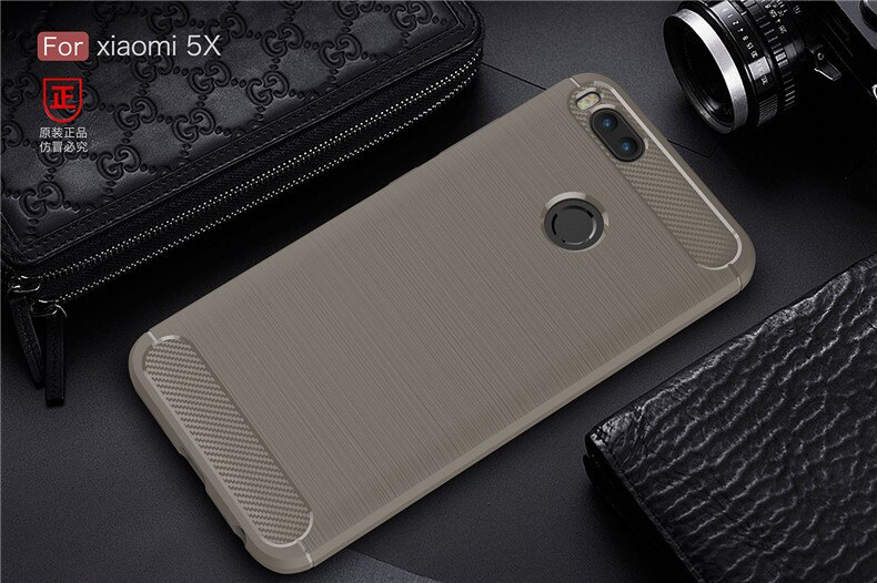 Voor Xiao mi mi A1 case CARBON Fiber Cover Shockproof Phone Case Voor Mi A1 een 1 MI A1 cover 360 Volledige Bescherming Bumper duurzaam Shell: Grijs