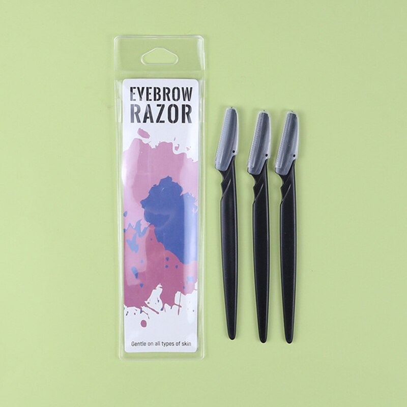 3 Stks/set Wenkbrauw Trimmer Eye Brow Haar Remover Facial Razor Wenkbrauwen Blades Scheerapparaat Scherpe Draagbare Set Vrouwen Beauty Make-Up Tool kit: Black