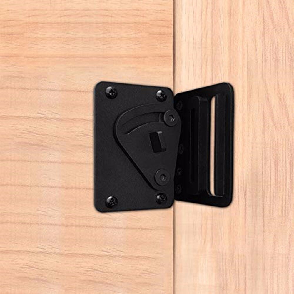 Lwzh Black Carbon Stalen Schuifdeuren Hout Klink Gate Lock Privacy Slot Voor Schuifdeuren Schuur Deur, pocket Deuren Garage En Schuur Hout Gates