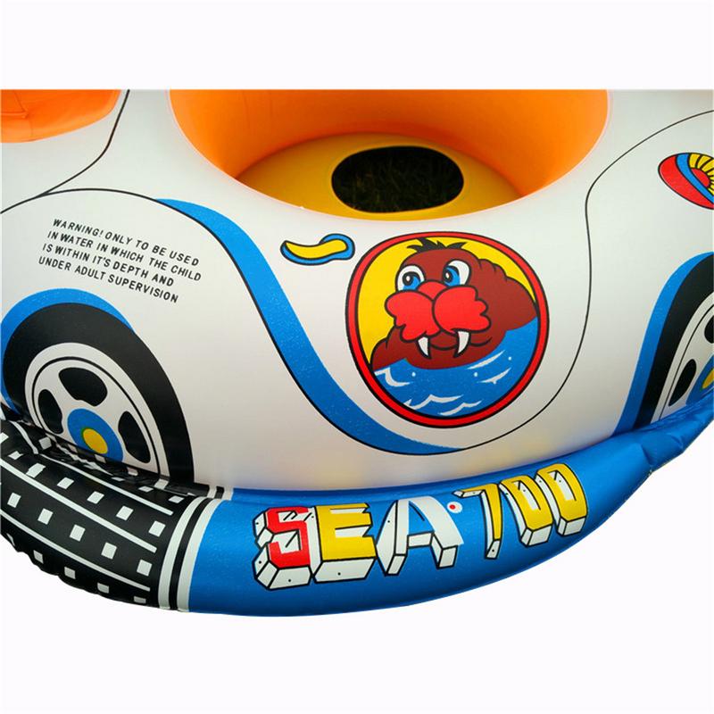 Children Swimming Ring Cartoon Car Boat Inflatable Thickening With Direction Seat Boat Float Motorboat pedal Harmless PVC Toy