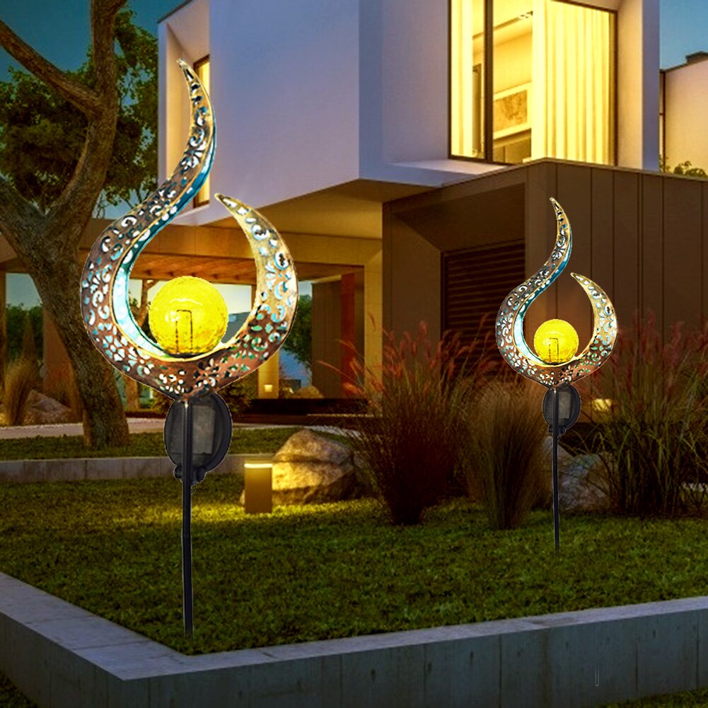 Solar LED Flame Light IP65 Waterproof Retro Iron Garden Lawn Lamp Outdoor Garden Landscape Decor Sun Moon Flame Lighting