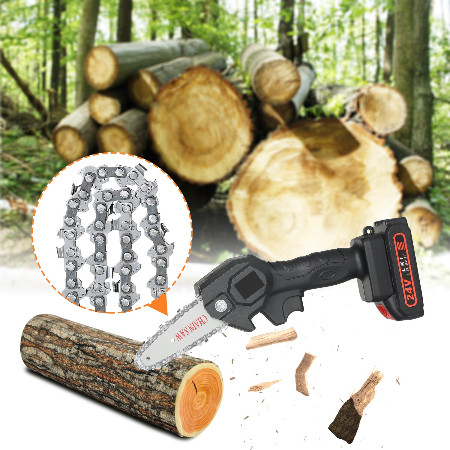 4 Inch Mini Steel Chainsaw Chain Electric Pruning Saw Accessory Garden Tool Replacement Saw Chain Blade Wood Cutting Tools