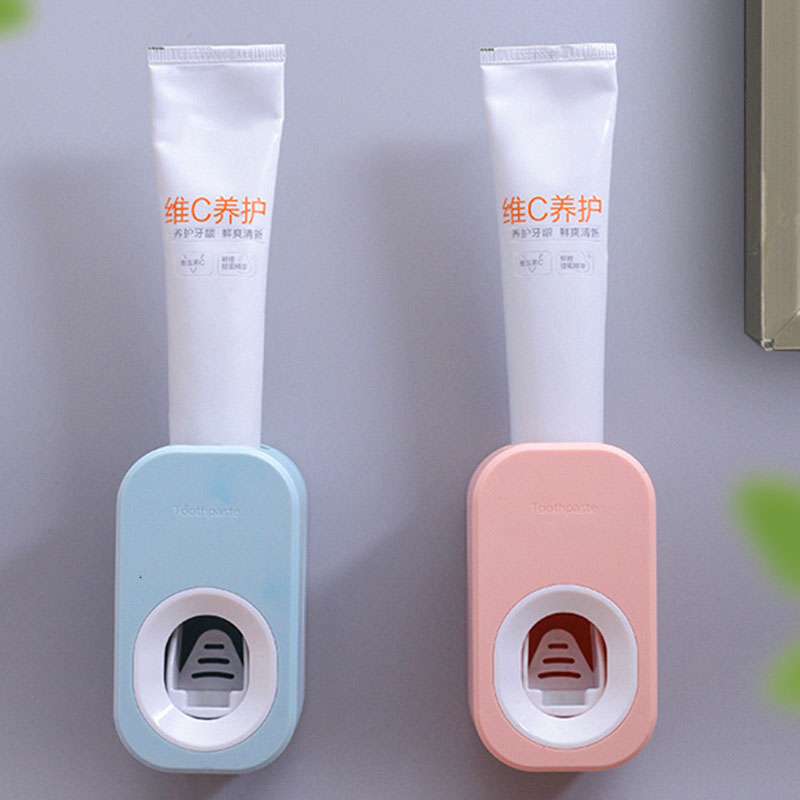 Dispensador automático de pasta de dientes, soporte para cepillo de dientes a prueba de polvo, soporte de montaje en pared, juego de accesorios de baño, exprimidor de pasta de dientes