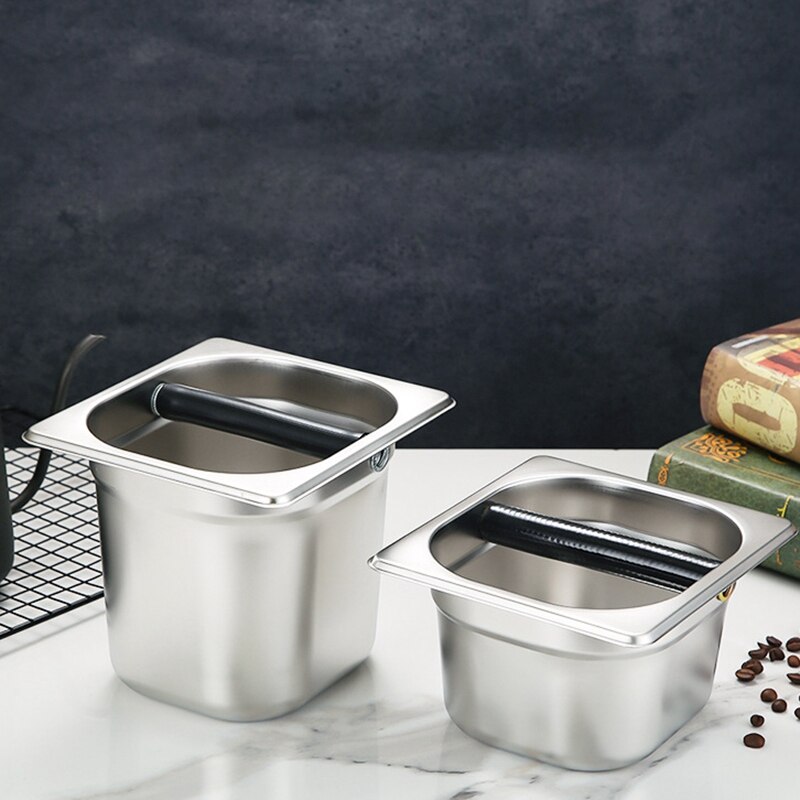 Stainless Steel Espresso Coffee Knock Box Container with Rubber Bar for Coffee Machine