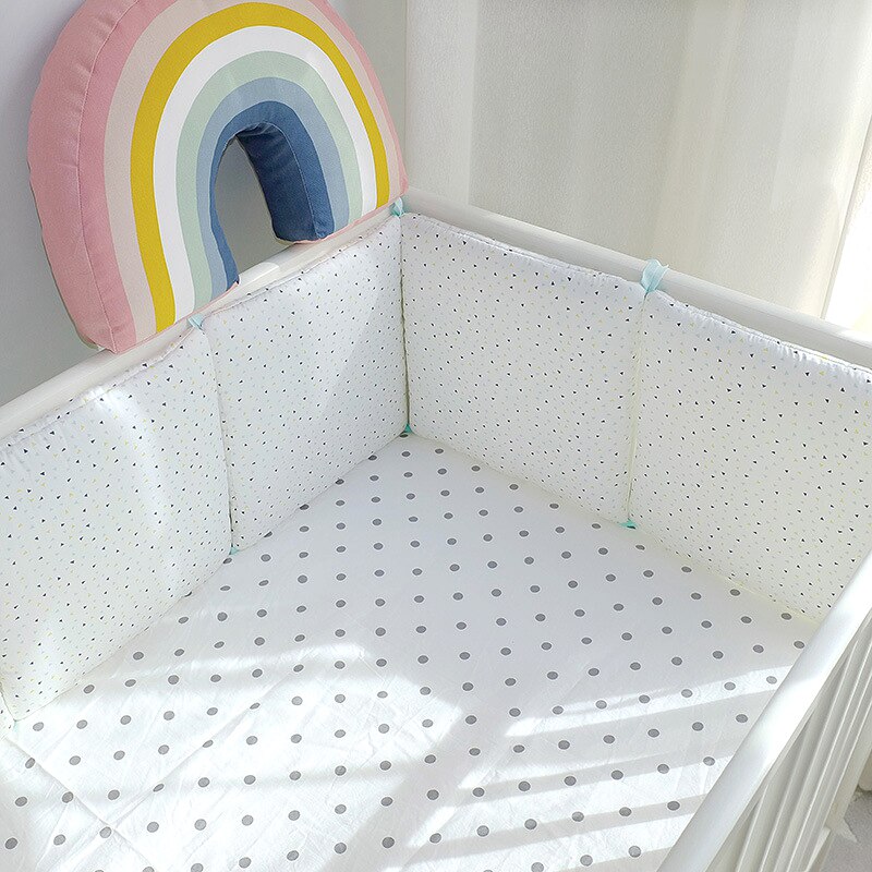 6 Stk/set Wieg Bescherming Pad Vierkante Bed Omliggende Wieg Decoratie Gedrukt Kussen Bed Omtrek Bumper Baby Wieg Beddengoed Set