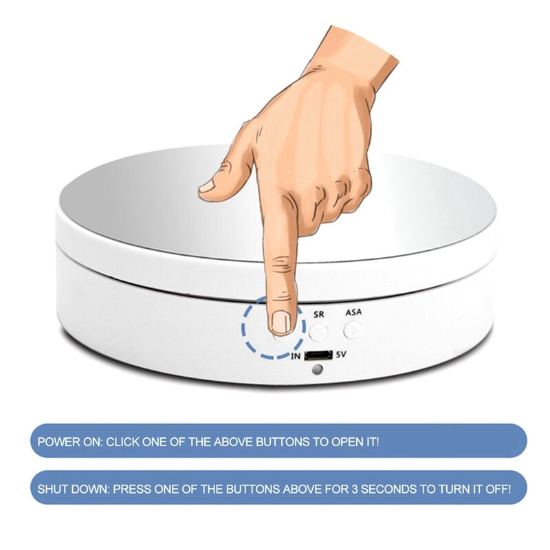 360° Rotating Turntable Display Stand - 3 Speeds - USB Powered - Photography Studio Accessory