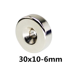 Imán de neodimio redondo superfuerte para luz de búsqueda Led, orificio de 30x10mm o 40x10mm, 6mm, N35, 1 ud.: 30x10-6 mm