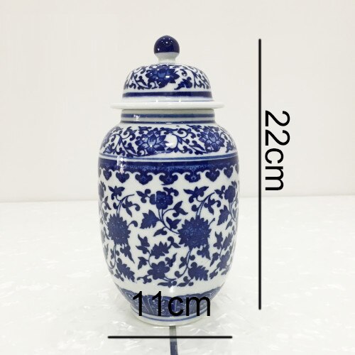 Tetera de cerámica de porcelana azul y blanca, decoración de granos de café y té, tanque de almacenamiento sellado, tanque de almacenamiento clásico para el Hogar, Nueva: A