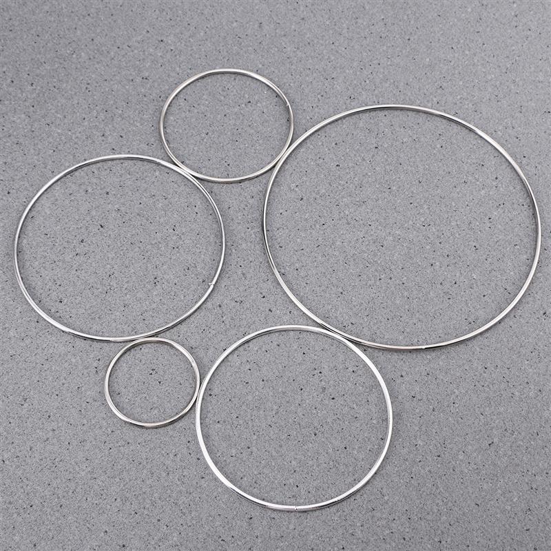 Anneau attrapeur de rêves en métal 5 pièces cerceau artisanal en macramé accessoires à créer soi-même (50mm, 80mm, 100mm, 120mm et 160mm)