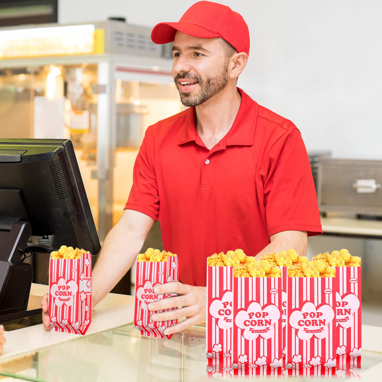 Popcorn emballagepose karnevalstriber poser bulk takeaway mad kopper snack papirposer papir små mini godbidder beholdere forsyninger