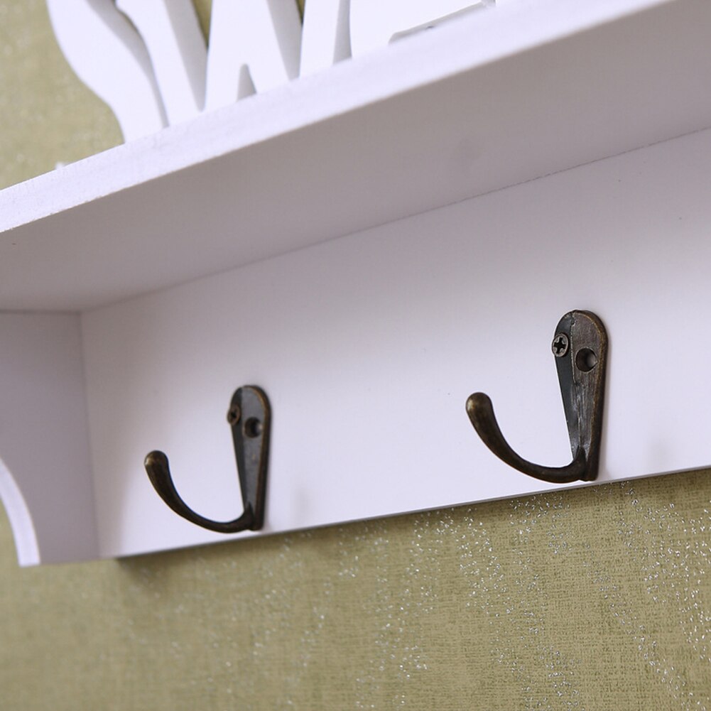 Træ vægophæng stativ diy sød hjemmelagring hylde kroge soveværelse bøjle holder organisator nøglerække træ væg hylde