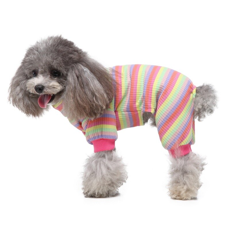 Ranphy Pet Pajamas – Cute Stripe PJs For Small Dogs & Cats, Soft Jumpsuit With 4 Legs - View #6