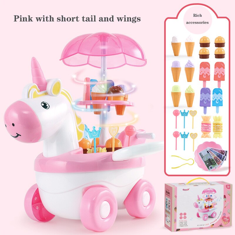 Neue Simulation Süssigkeit Musik Eis Auto freundlicher Küche vorgeben Spielen Spielzeug Mini drücken-Auto Spielzeug Früer Bildung Spielzeug Baby freundlicher: QC0047A Rosa