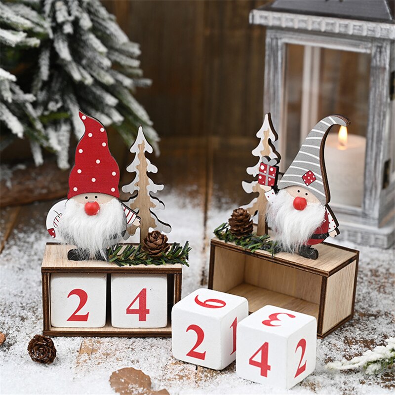 Santa Claus Wooden Pinecone Calendar Christmas Wooden Calendar Christmas Year Countdown Calendar Calendario Madera
