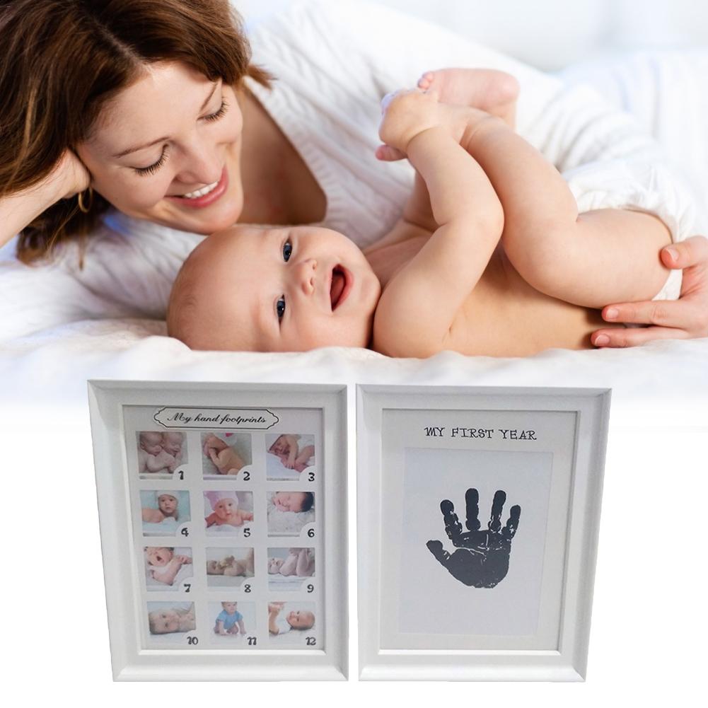 Fotoramme baby fotoramme nyfødt væg billedbog type baby alder børn 12 måneder vækst håndaftryk fodaftryk fotoramme