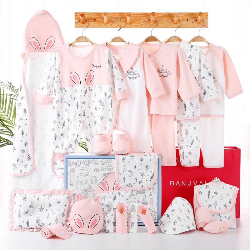 24 stk unisex baby pige tøj nyfødt sæt baby dreng tøj bomuld sommer baby forsyninger efterår vinter forår tøj sæt: Lyserød sæt / 6m(66cm)