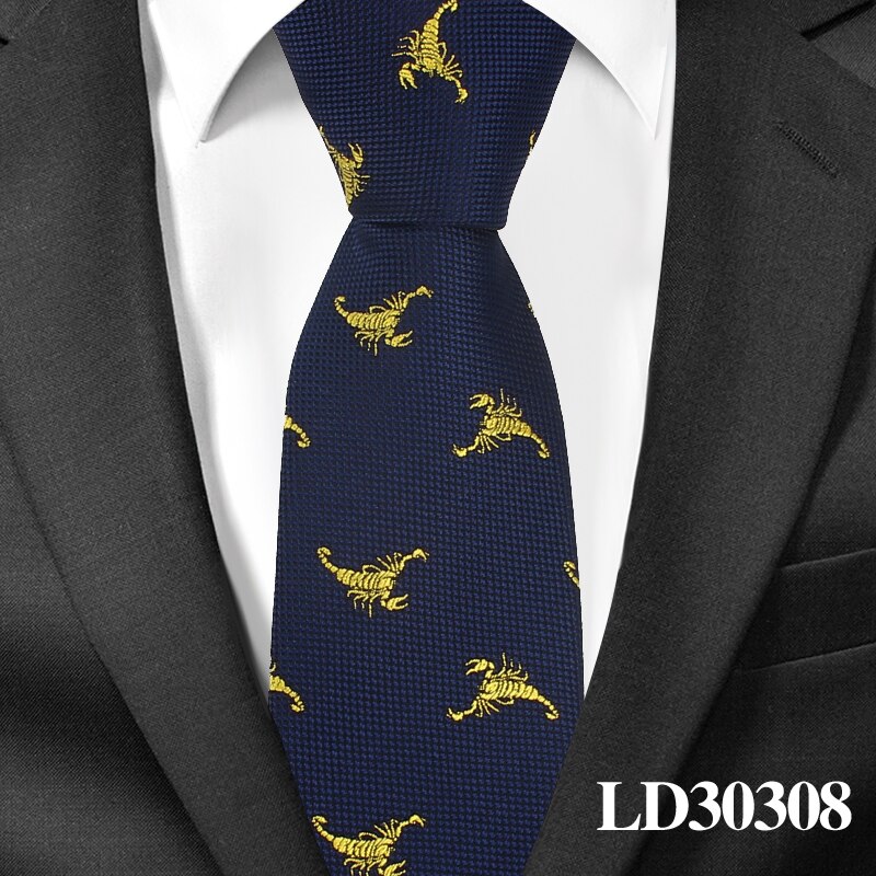 Animal Necktie For Men Polyester Jacquard Cartoon Neck Tie for Wedding Business Suits 6cm Skinny Ties Slim Men Tie Gravatas: LD30308