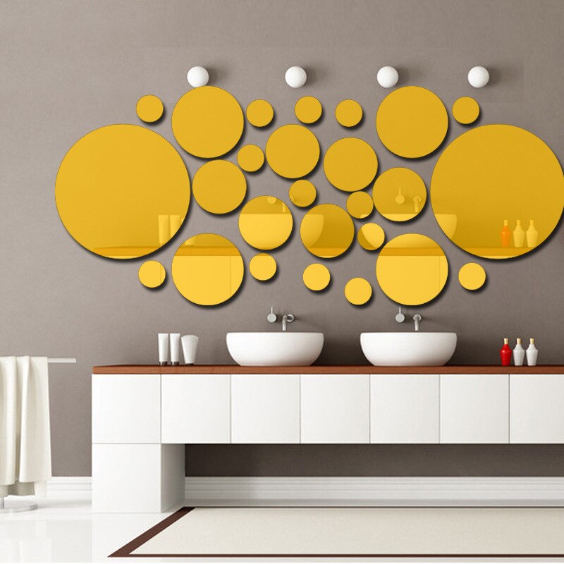 Geometric Circular Mirror Stickers Self-adhesive DIY Living Room Bedroom Wall Decoration Acrylic Mirror Stickers Home Decor