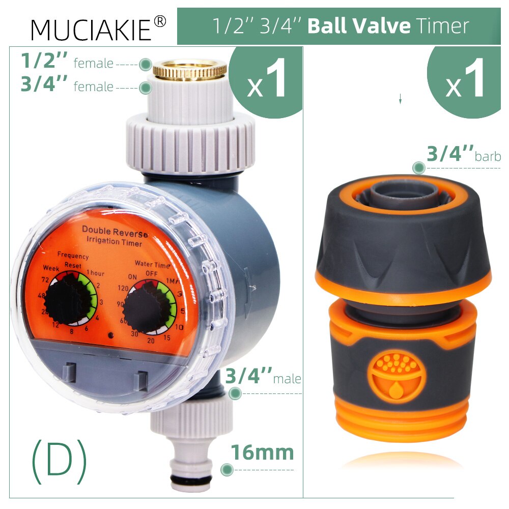 Garden Ball Valve Watering Timer with 1/4 1/2 3/4'' Tap Hose Connector Irrigation Adapter Potted Plant Controller Sprinkler: D