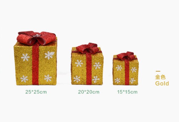 De nieuwste kerstdoos sneeuwvlok glitter inpakdozen kerst thuis decoratieve doos: Goud / 2020