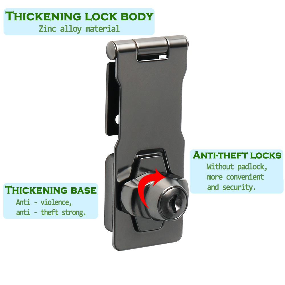 Alise 3/4 tommer lås nøglen hasp selvlåsende sikkerhed hasp hæfteklammer 2 nøgler lås skur skab hængelås dør / skur / gate / van lås