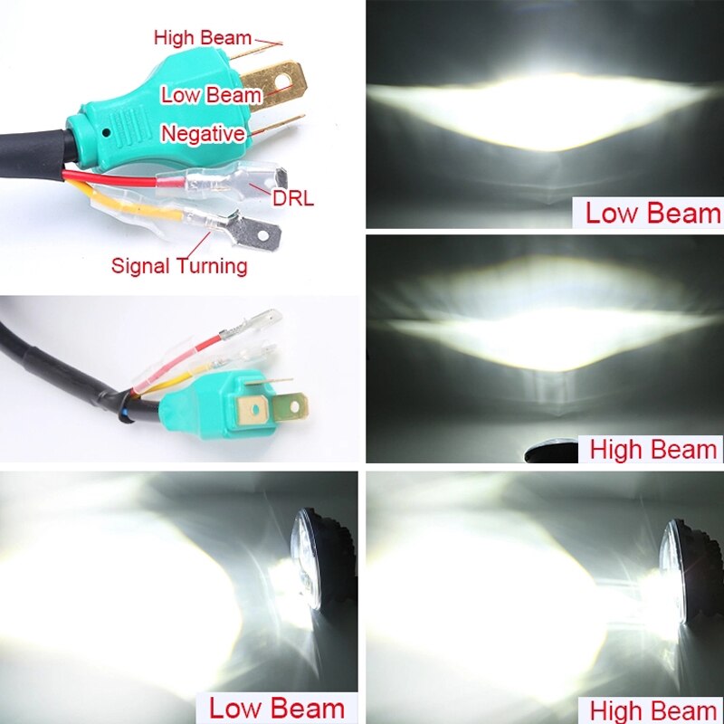 Motorfiets 7 inch Led Koplamp Met Halo Ring 7 ''Led Projectie Koplamp Voor Harley Davidson
