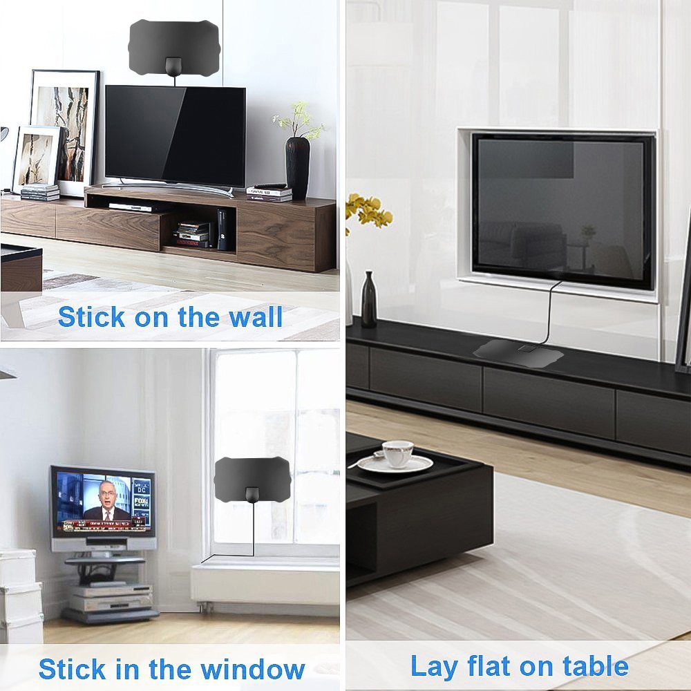 Kebidu 4K 8K Indoor High Gain HD TV DTV Box Digital Antena TV Aerial Amplified 25/50/80/200Miles Booster Active Aerial