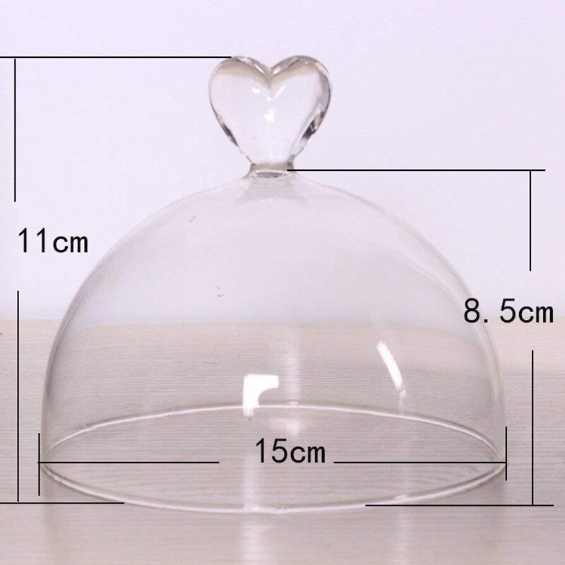 Glass dome bell jar display case Cloche with Wood Base Heart Handle Dry Flower Ornaments Handmade Craft