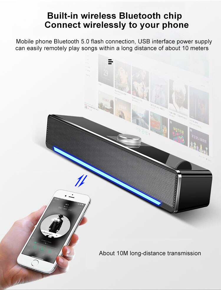 Njsj Tv Speaker-Kleine Soundbar Met Bluetooth En HDMI-ARC Connectiviteit, Zwart