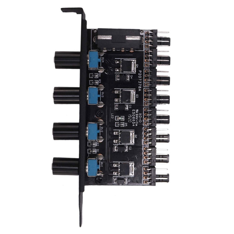 PCI Fan Speed Controller,12V Molex 4pin or SATA Powered 6 8 Fan Hub,PWM 4 pin CPU Radiator 3pin Case Cooler Temperature Control