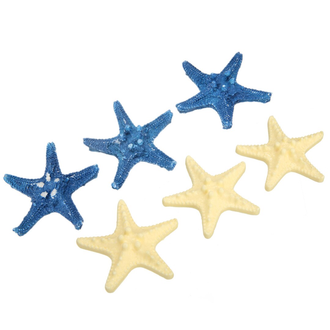 3Pcs Resin Decorative Starfish Mediterranean Style Sea Star starfish White/Blue Small For Home Table Wall Children Room Decor