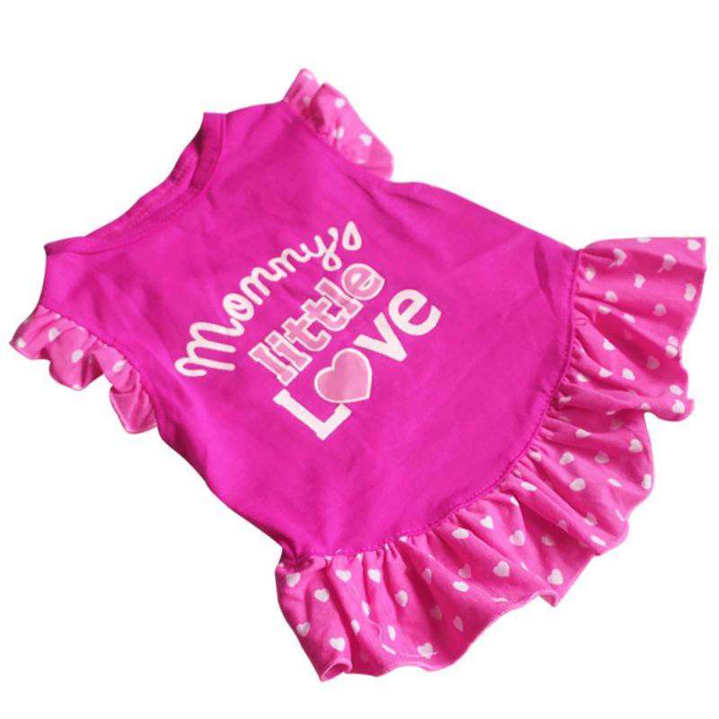 Lente Zomer Kleine Prinses Hond Kat Huisdier Jurk Brief Gedrukt Kleding Puppy Boog Vest T-shirt Jas Jurk Kleding Voor puppy: Hot pink / S