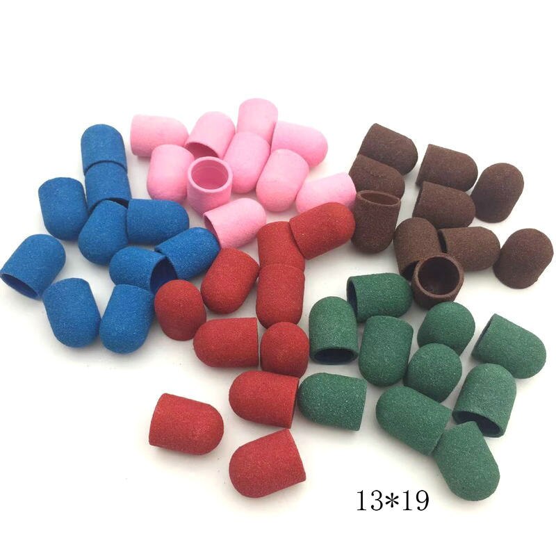 13*19mm Rubber Mandrel Grip 10pcs Sanding Bands Block Caps Nail Drill Accessories Electric Manicure Pedicure Tools