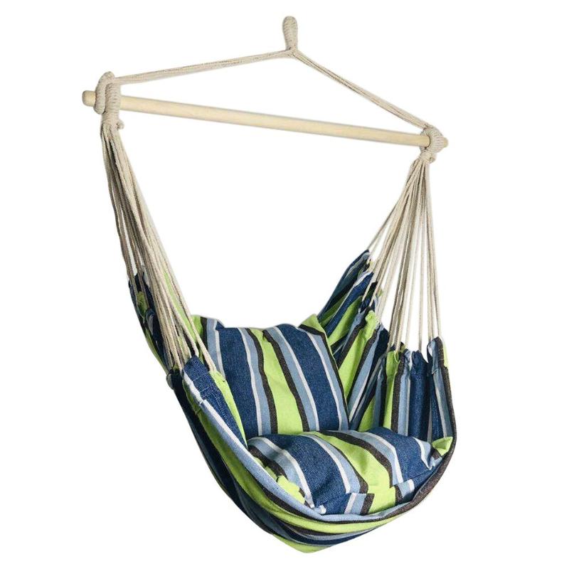 Portable voyage Camping suspendu hamac maison chambre balançoire lit paresseux chaise chaise pliable jardin pas de bâtons: T with 2 Pillows