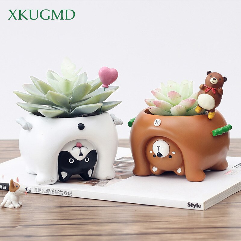 Sarjakuva luonnonhartsi kukkaruukku nverted eläinten lihakasvi kukkaruukku maljakko söpö puutarha kotitoimiston koristelu