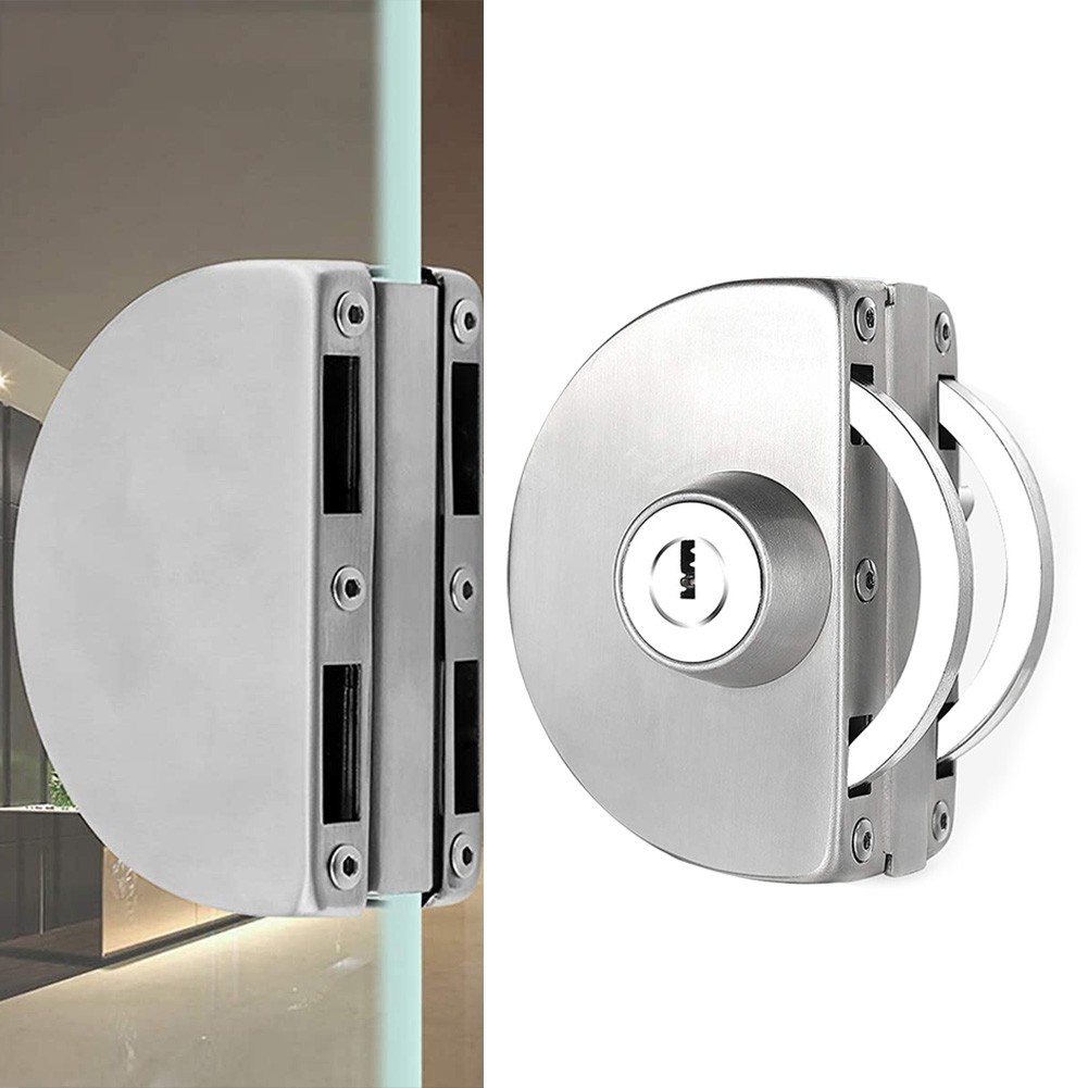 Niet-Geperforeerde Glas Lock Hardwarewith Sleutel Slot Enkele Deur Dubbele Deur Schuifdeur Lock Office Glijdende Klink Deurslot schakelaar